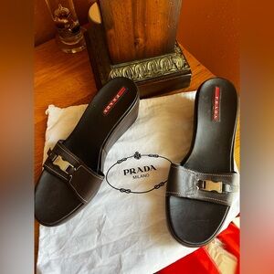 PRADA - Vintage Black Slide Sandals Size 38